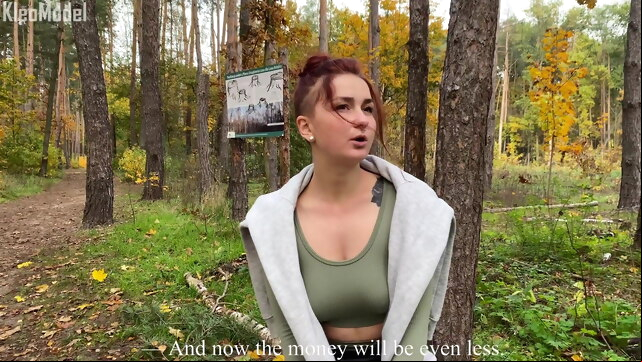 Picked up a student on the street and fucked her for money. KleoModel xxx public nudity video